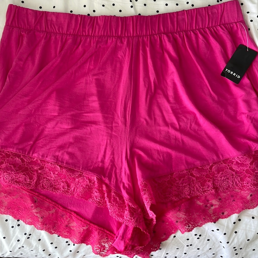 Torrid Hot Pink Lace Pajama Shorts